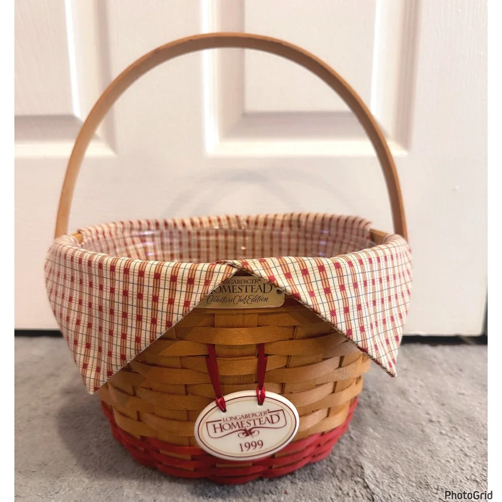 Longaberger 1999 Collectors Club Homestead Basket, Liner & Protector Handwoven